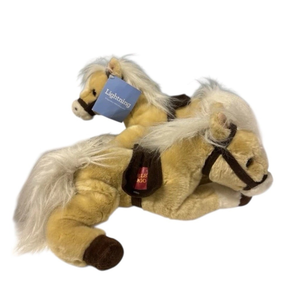 2 x WELLS FARGO Legendary Pony Lightning 2010 Tan Horse Plush Stuffed Animal 13"
